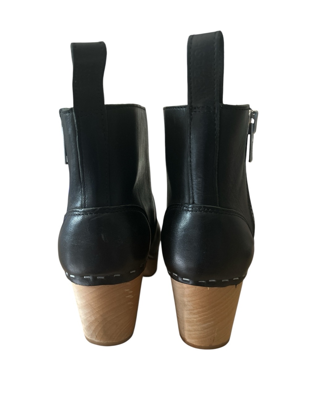 NWOB Swedish Hasbeens Emy Black Leather Clog Ankle Boots - 37/7 - Picture 2 of 12